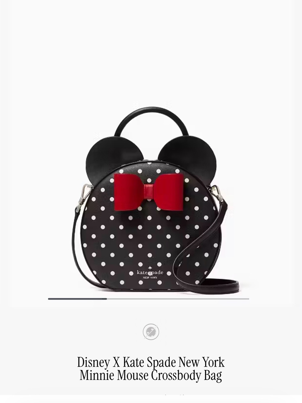 kate spade Black White Polka Dot Crossbody with Red Bow Minnie Mouse collection